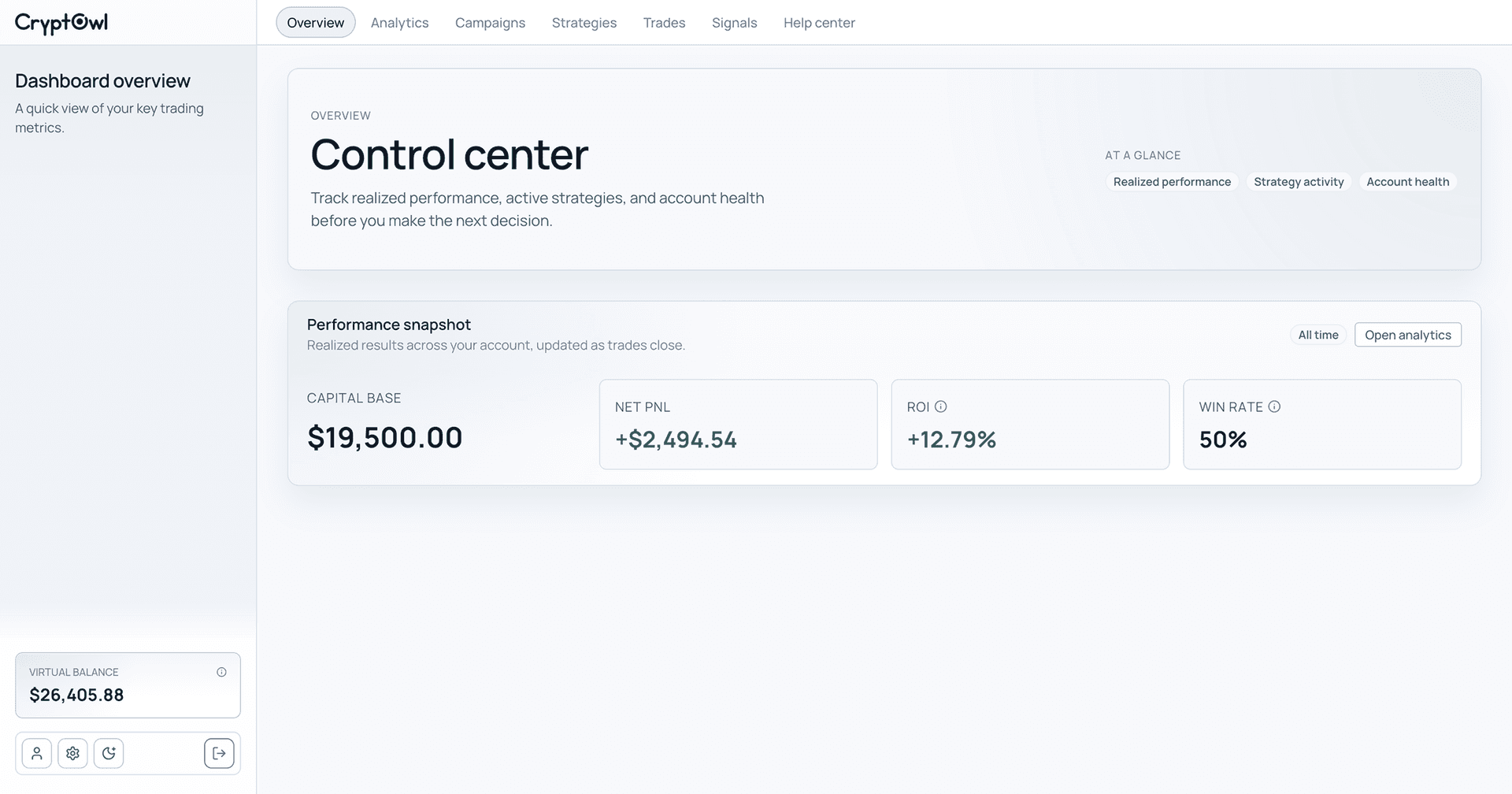 CryptOwl — Crypto Strategy Workspace image 1