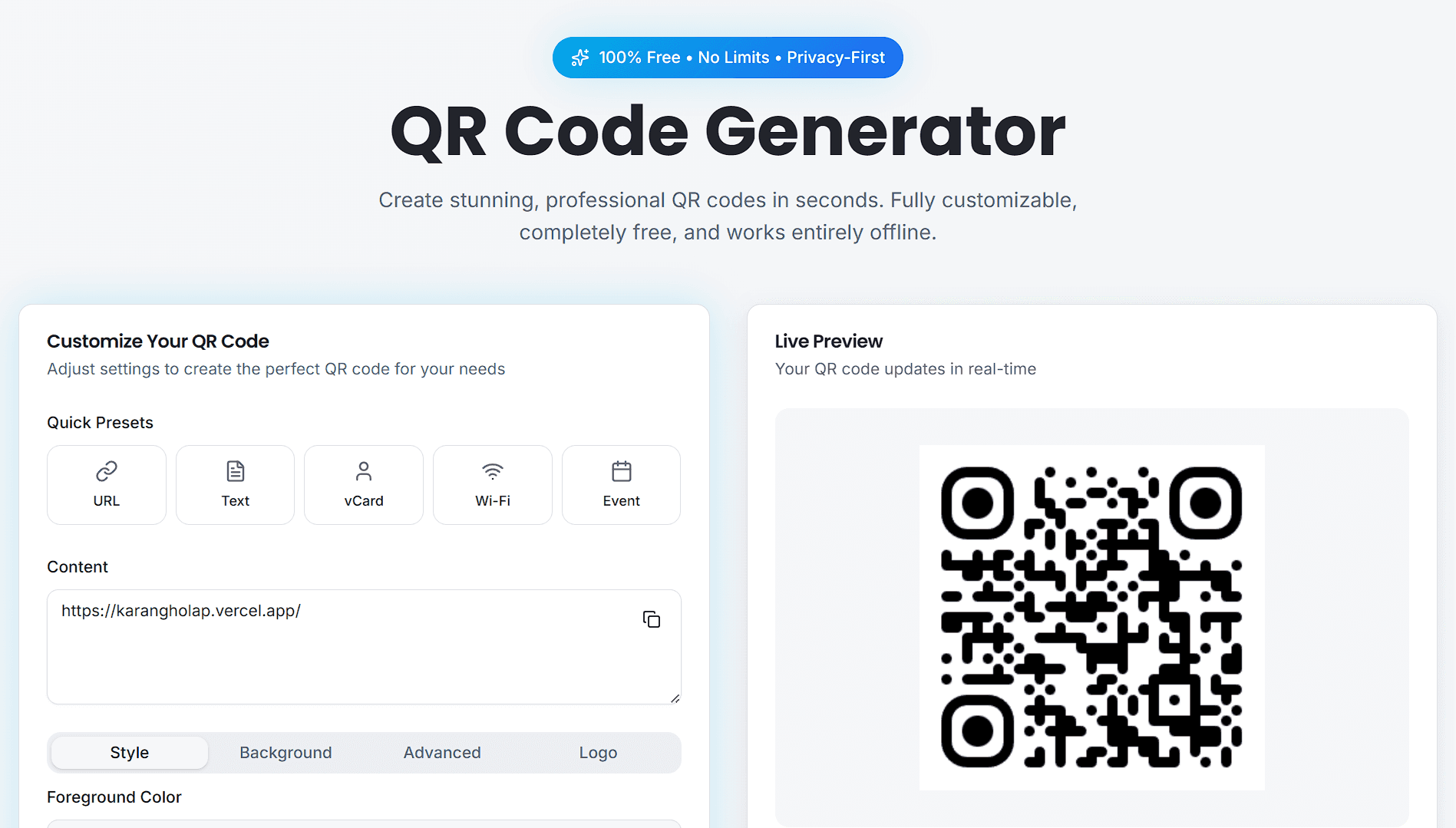 Custom Free QR Code Generator | No Limits image 1