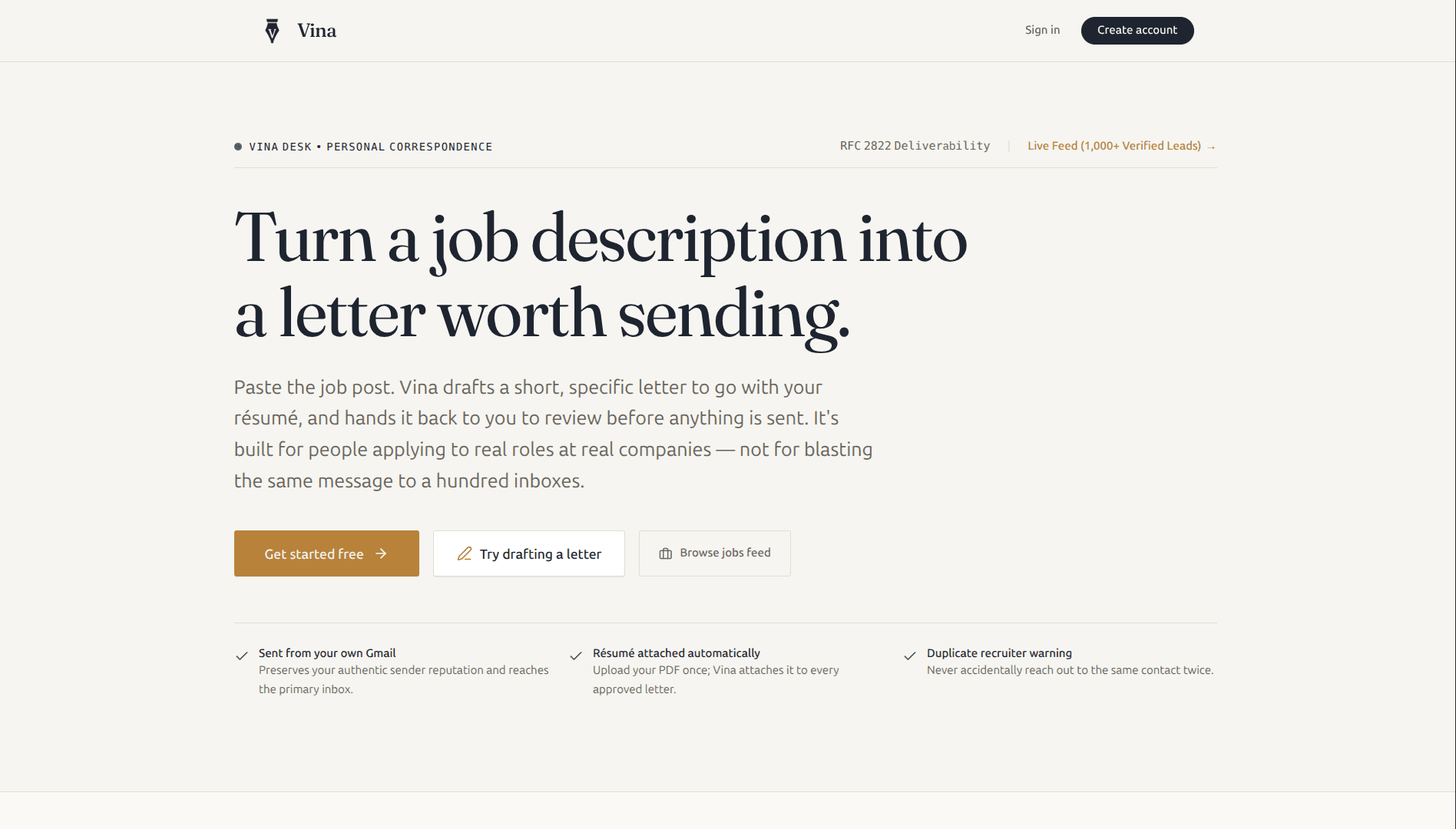Vina - From Job Description to Email Letter. image 4
