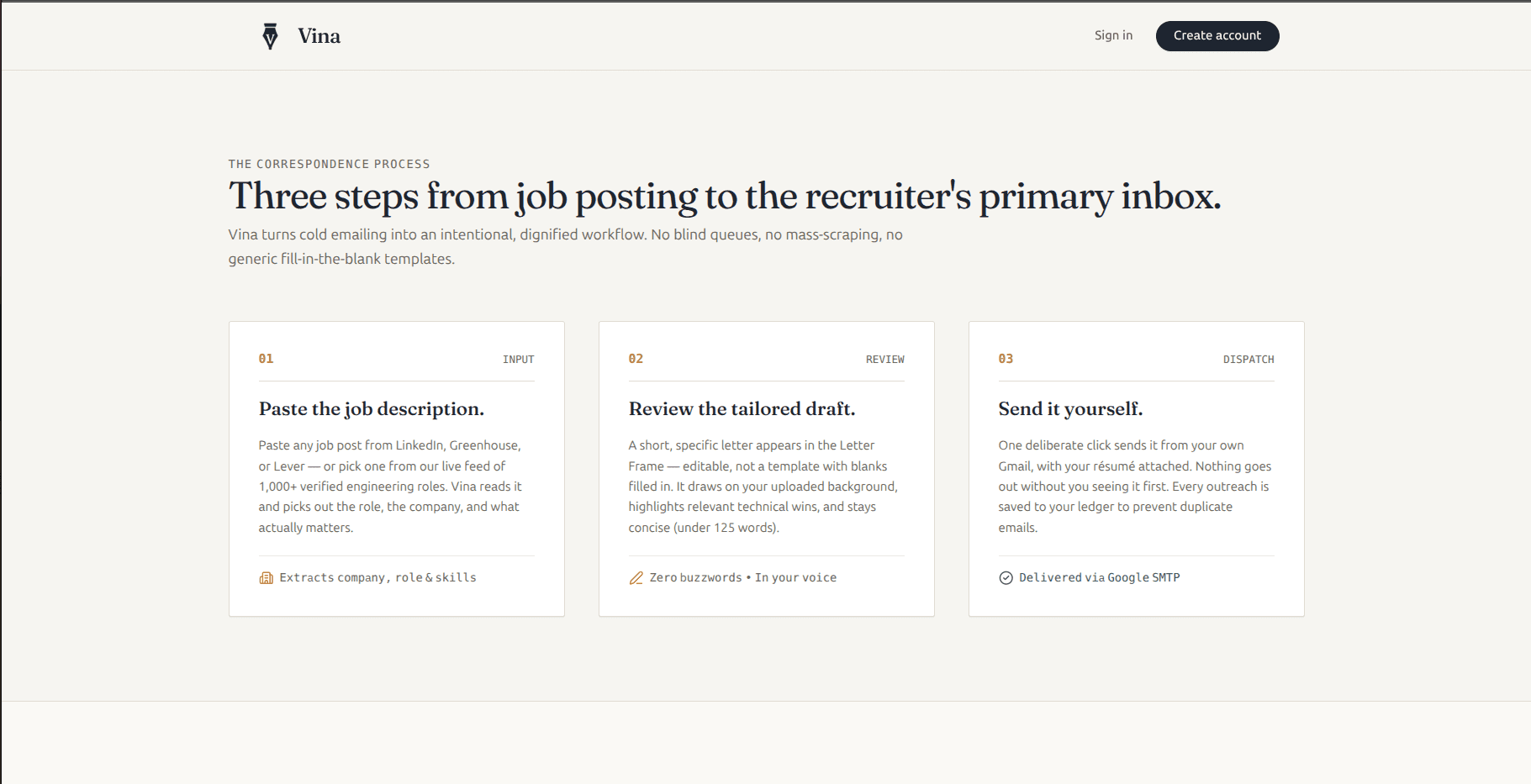 Vina - From Job Description to Email Letter. image 3