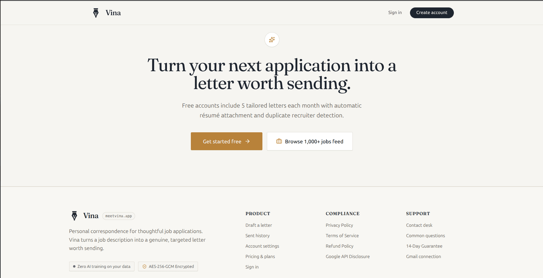 Vina - From Job Description to Email Letter. image 2