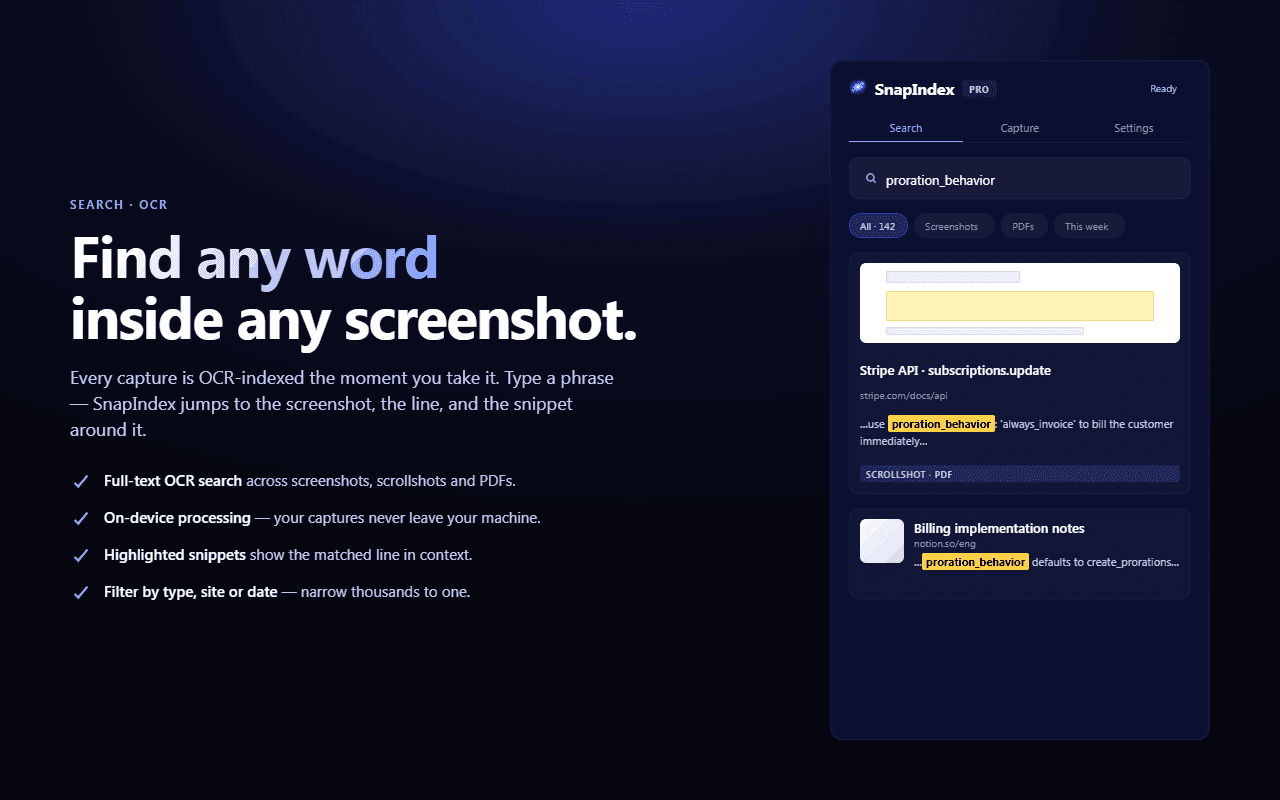 SnapIndex — Search Everything You've Captured image 2