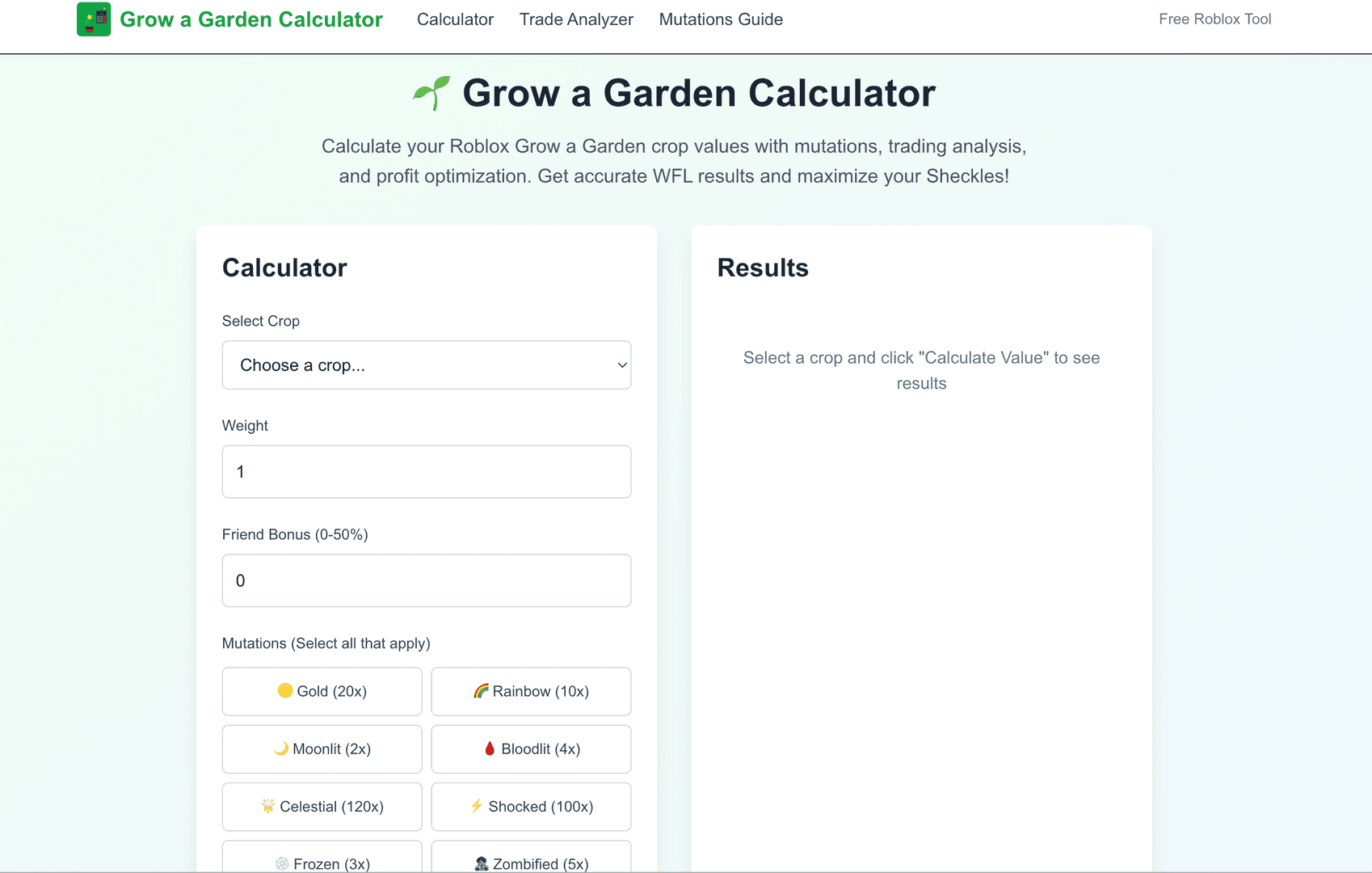 Grow a Garden Calculator image 1