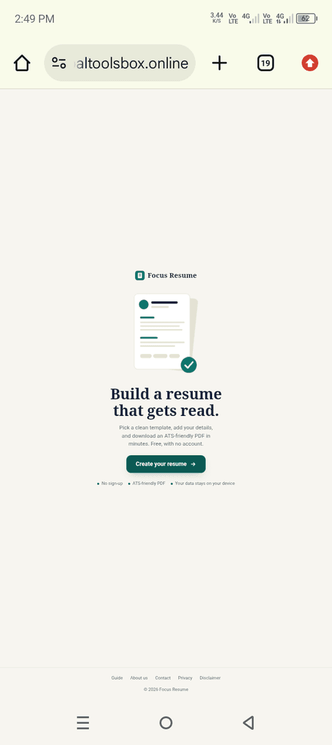 ATS Resume Builder, No Sign-Up | Focus Resume image 1