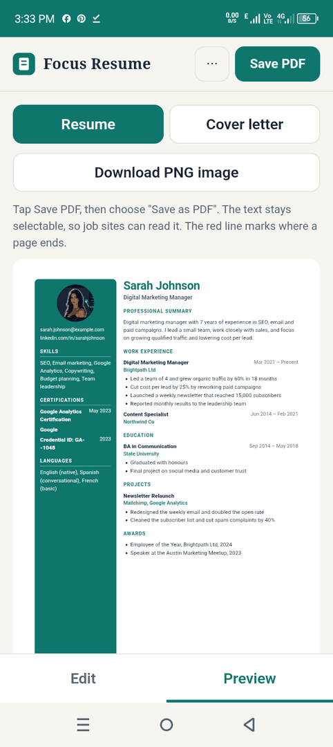 ATS Resume Builder, No Sign-Up | Focus Resume image 3