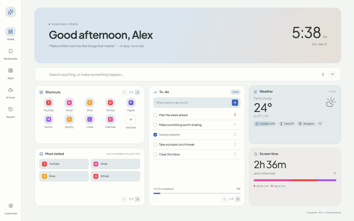 Daily Workspace — New Tab Dashboard image 2