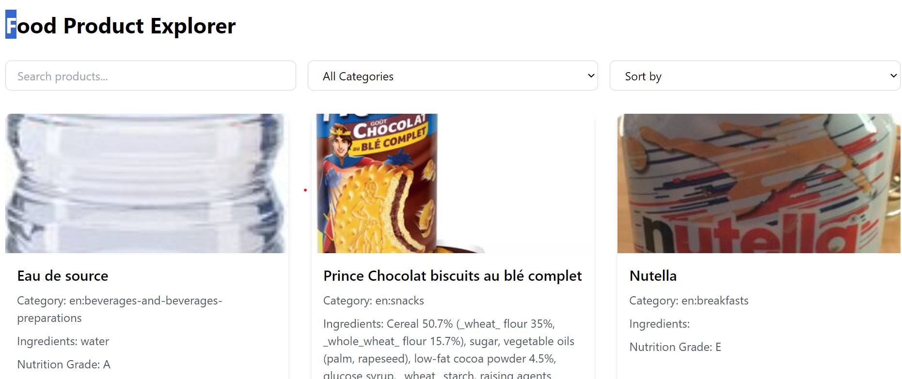 Food Product Explorer