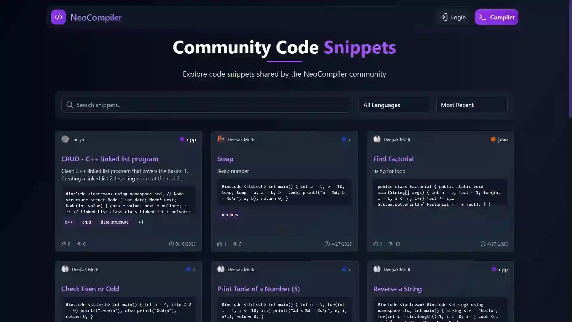 NeoCompiler - Code, compile, and share. image 3