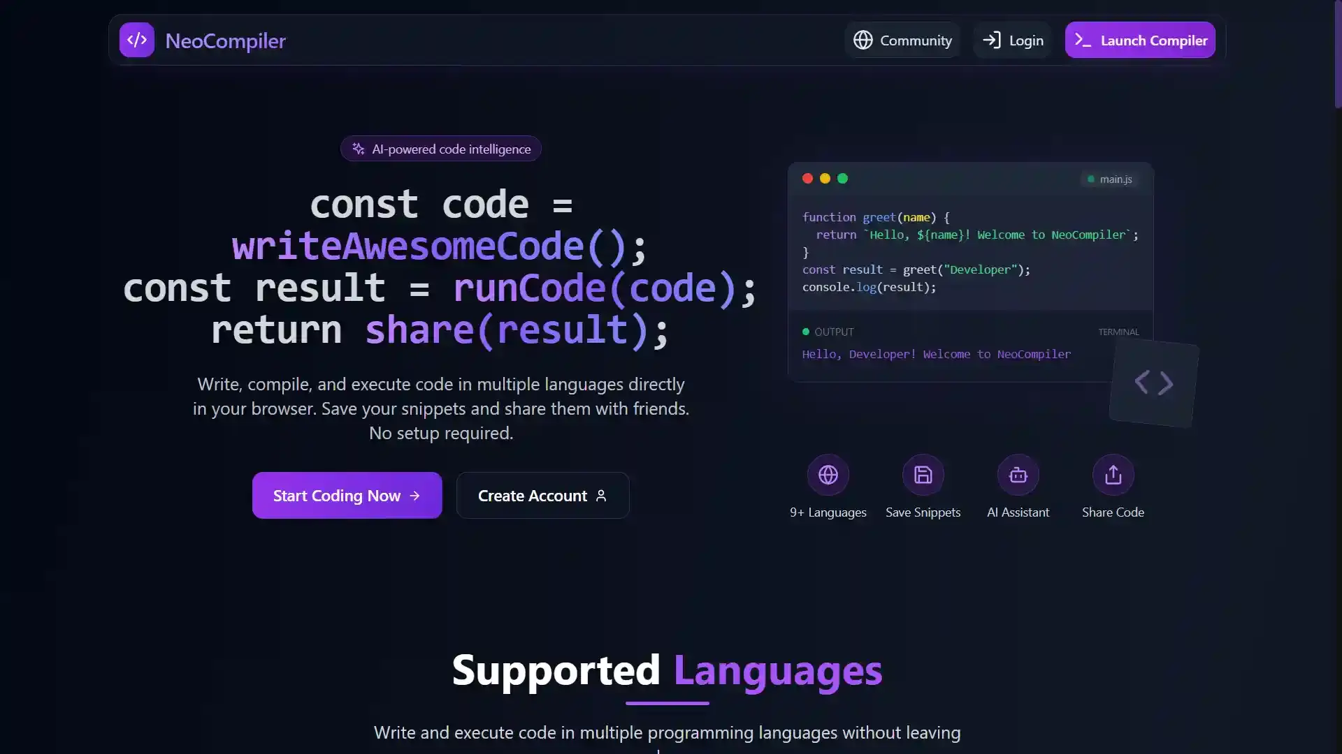NeoCompiler - Code, compile, and share. image 1
