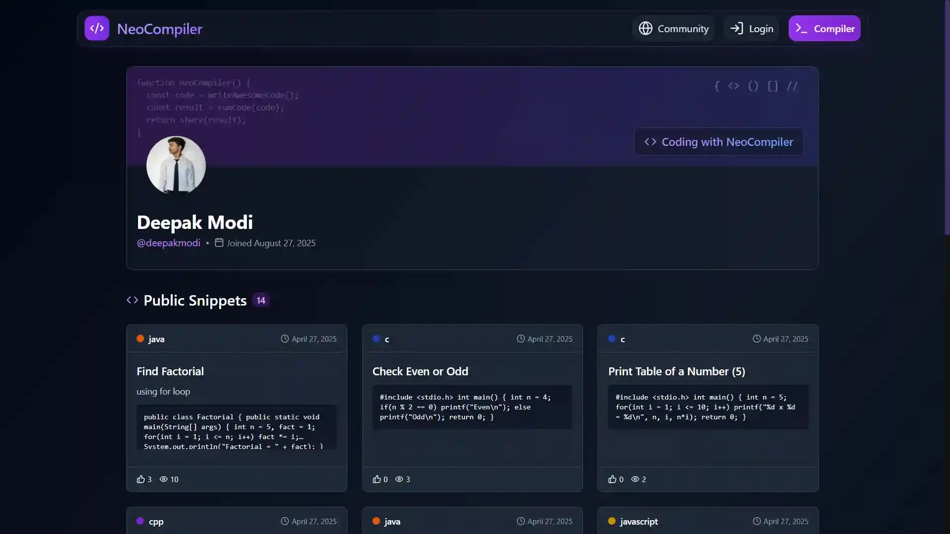 NeoCompiler - Code, compile, and share. image 4