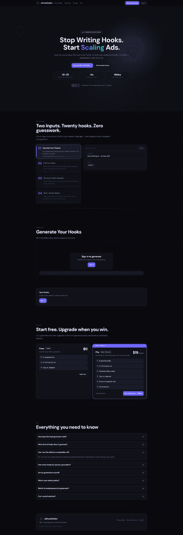 AdHookBuilder — 10–20 Viral Hooks in Seconds image 4