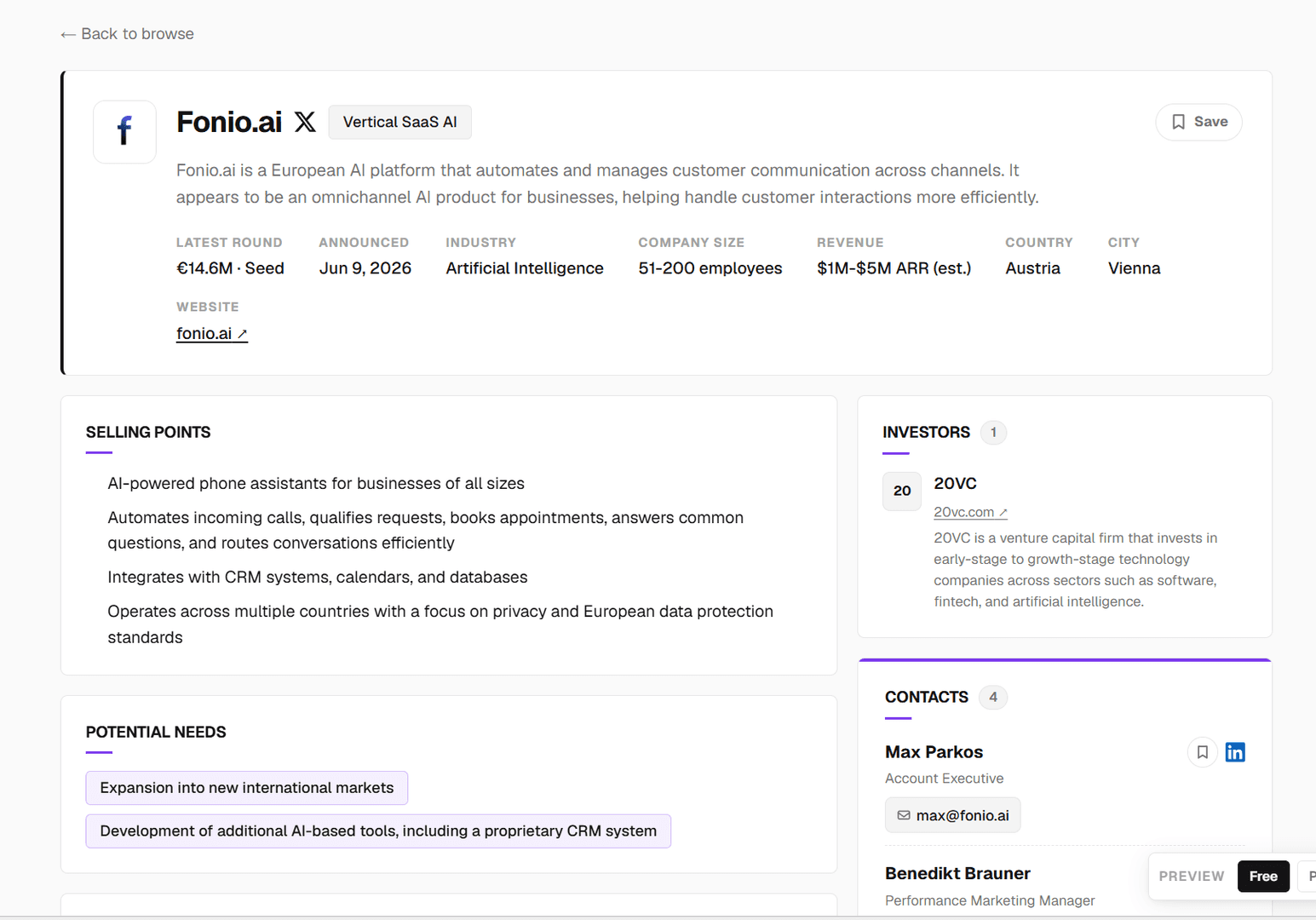 LeadPrysm - Funded AI startups, with contacts image 3