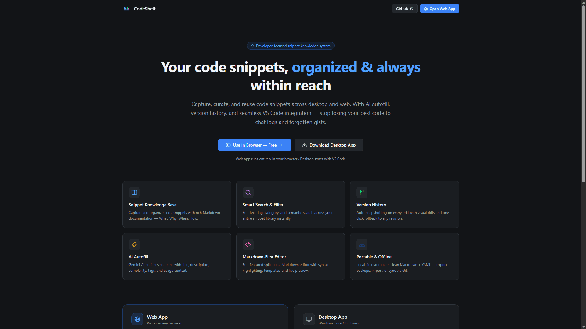 CodeShelf — Snippet Knowledge Base image 1