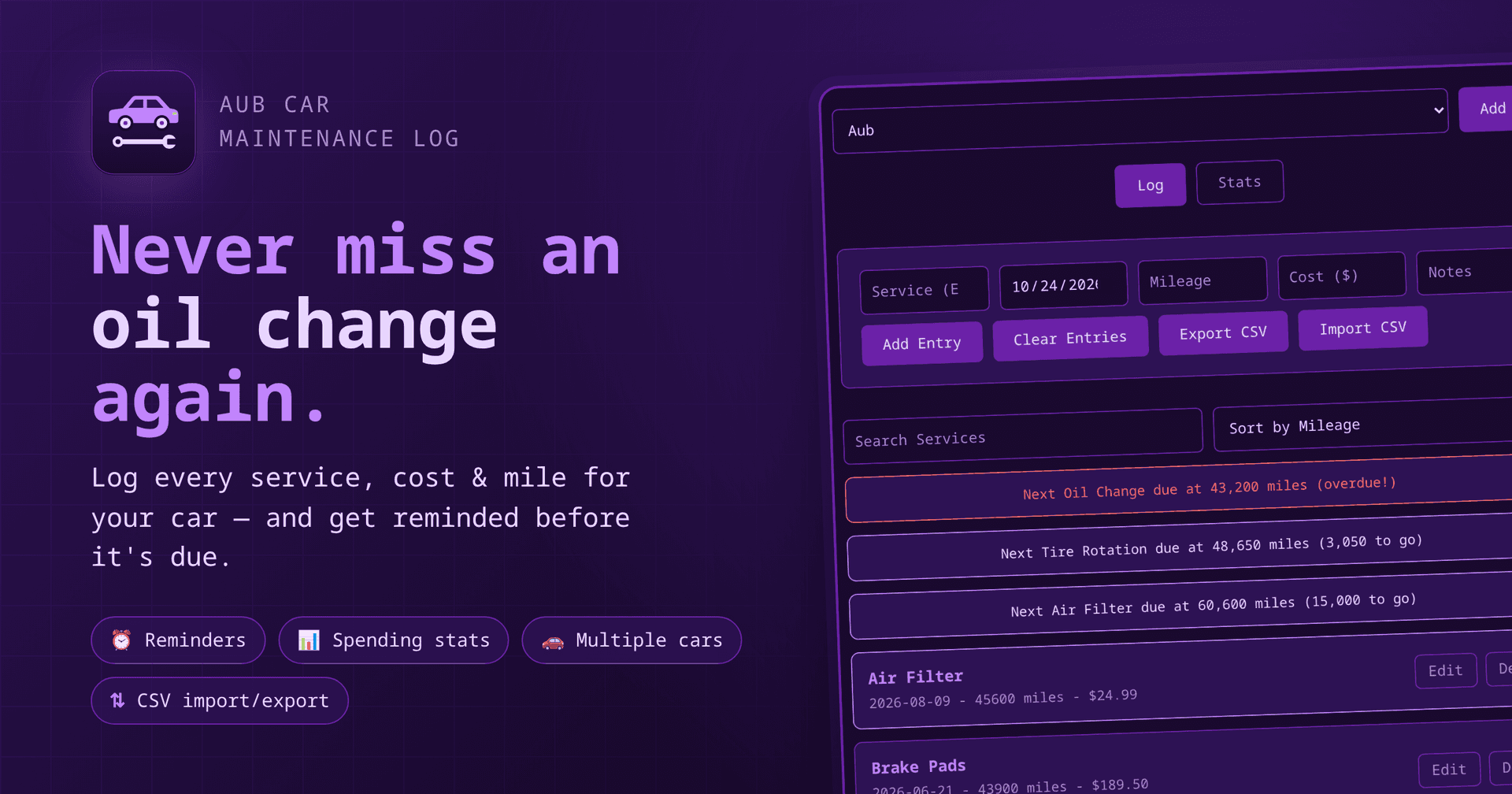 Aub Maintenance Log image 2