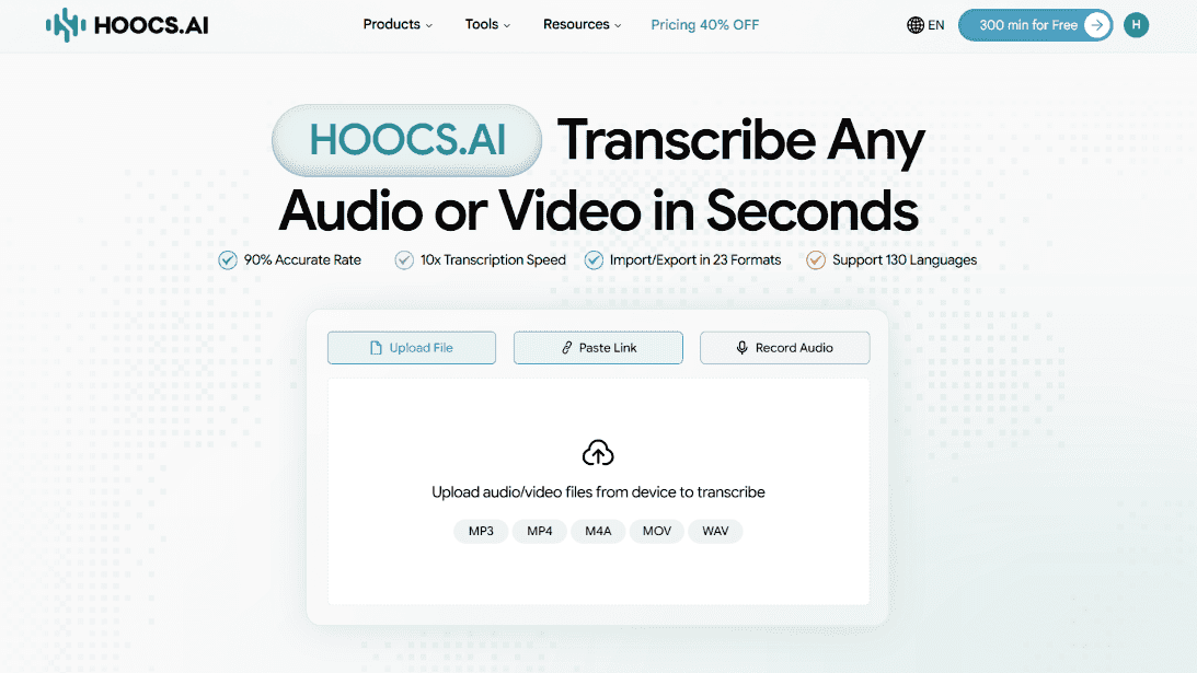 Hoocs AI | Most Accurate AI Transcriber image 1