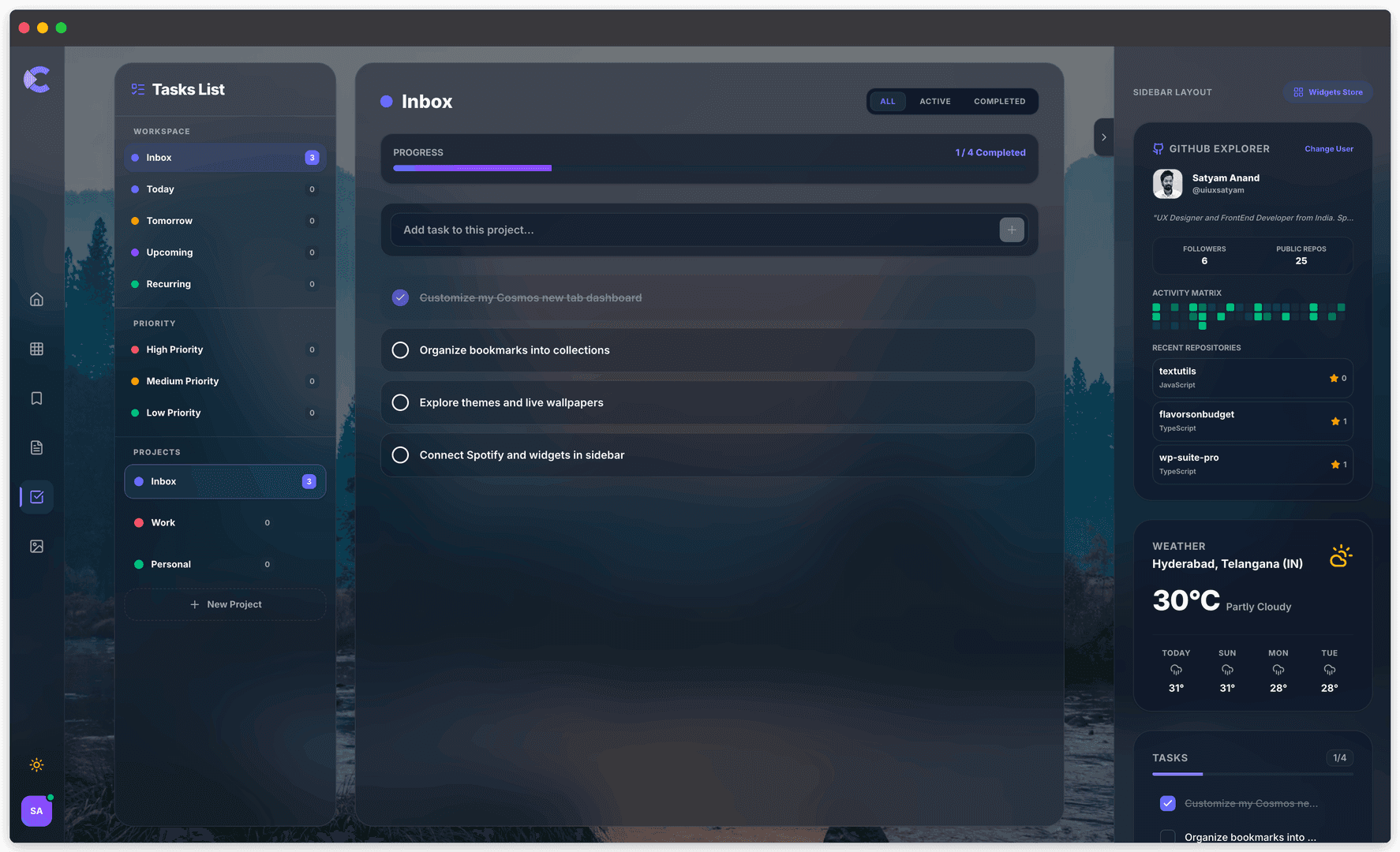 Cosmos : New Tab image 3