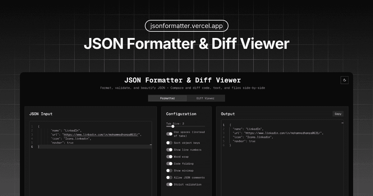 JSON Formatter & Diff Viewer image 2