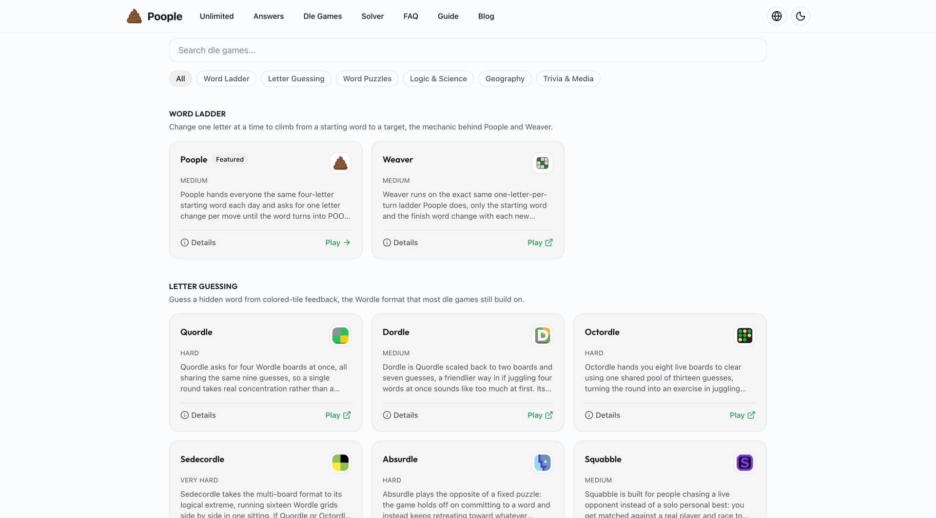 Dle Games: Every Daily -dle Game by Category image 2