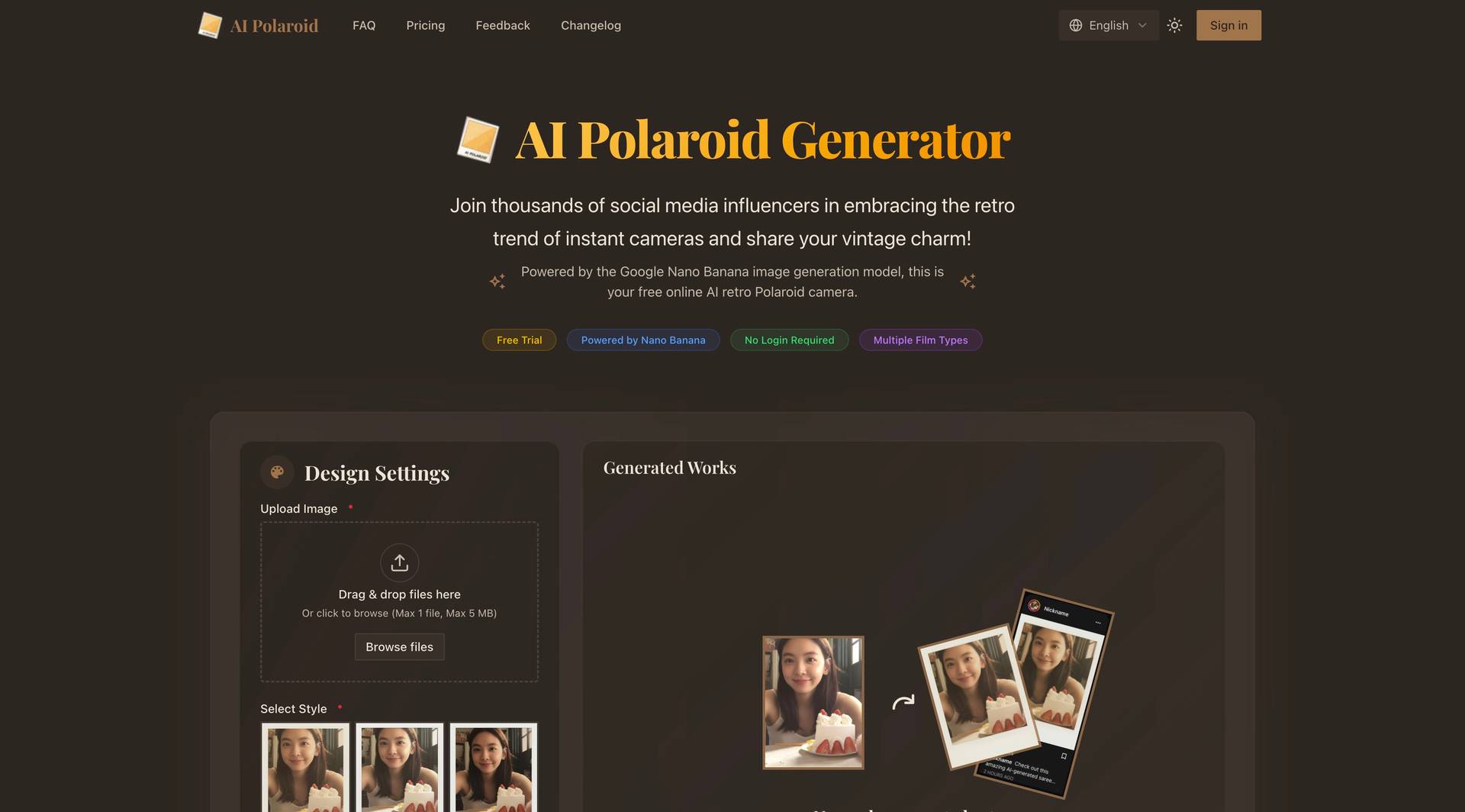 Free AI Polaroid Generator screenshot 1