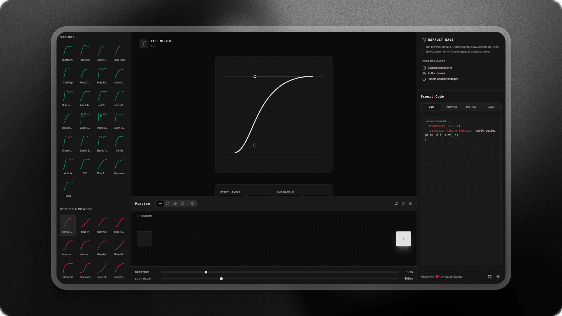 EaseMaster | CSS & Spring Easing Generator image 1