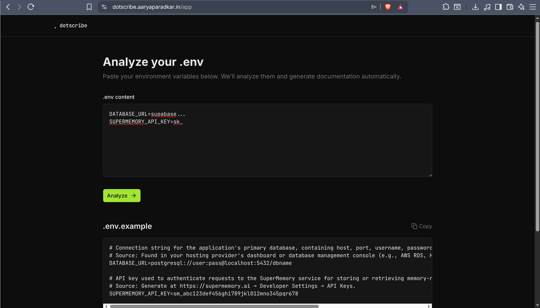 Dotscribe - Your .env, finally explained image 2