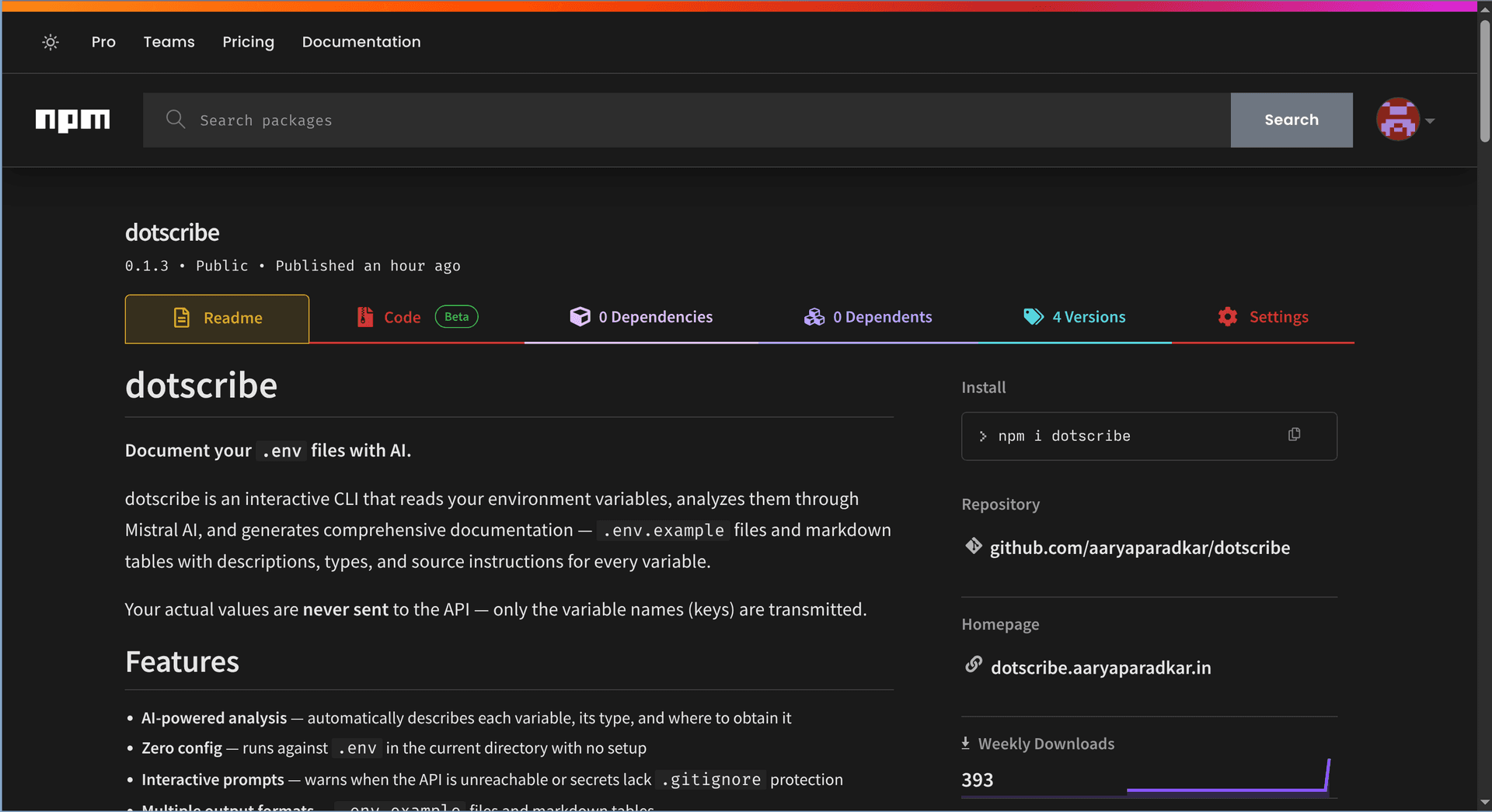 Dotscribe - Your .env, finally explained image 3