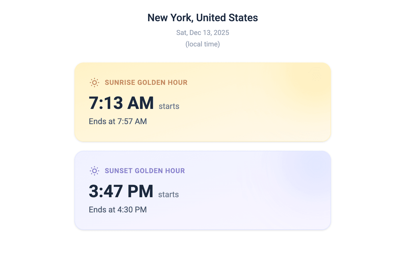 Golden Hour Calculator image 1
