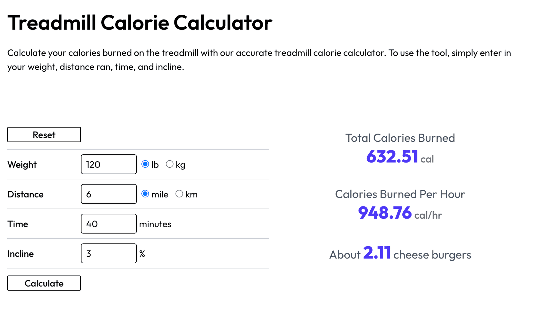 Treadmill Calorie Calculator image 2