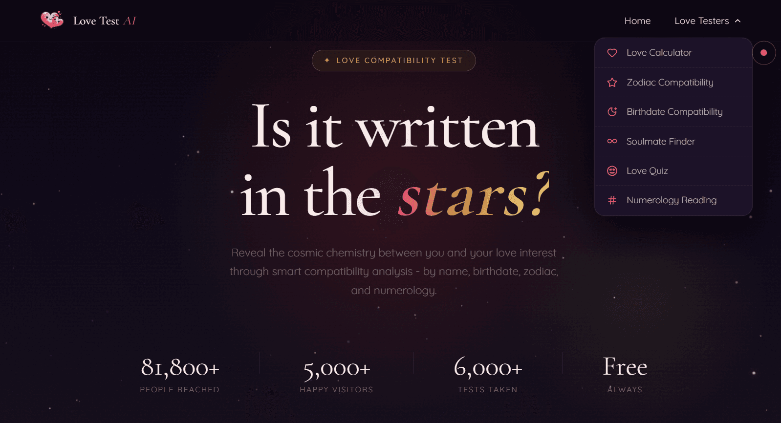 LoveTestAI: AI Love Compatibility Test Suite image 1