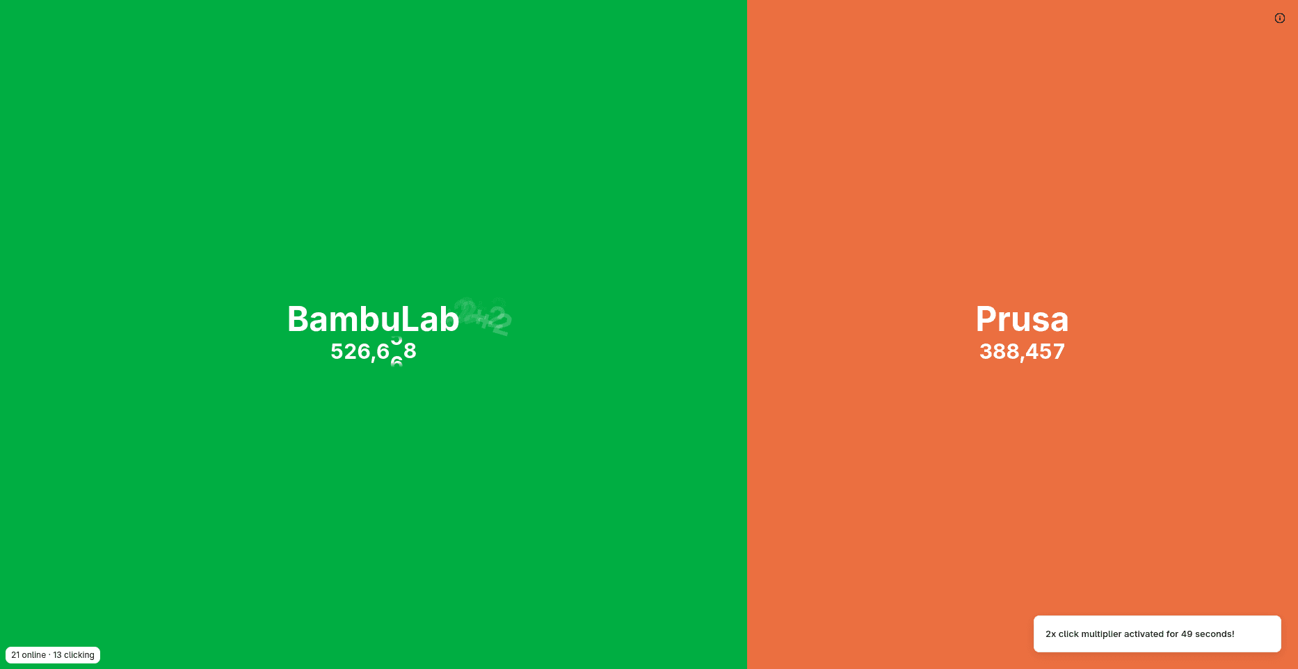 3D Printer Wars (BambuLab vs Prusa) Live Game image 1