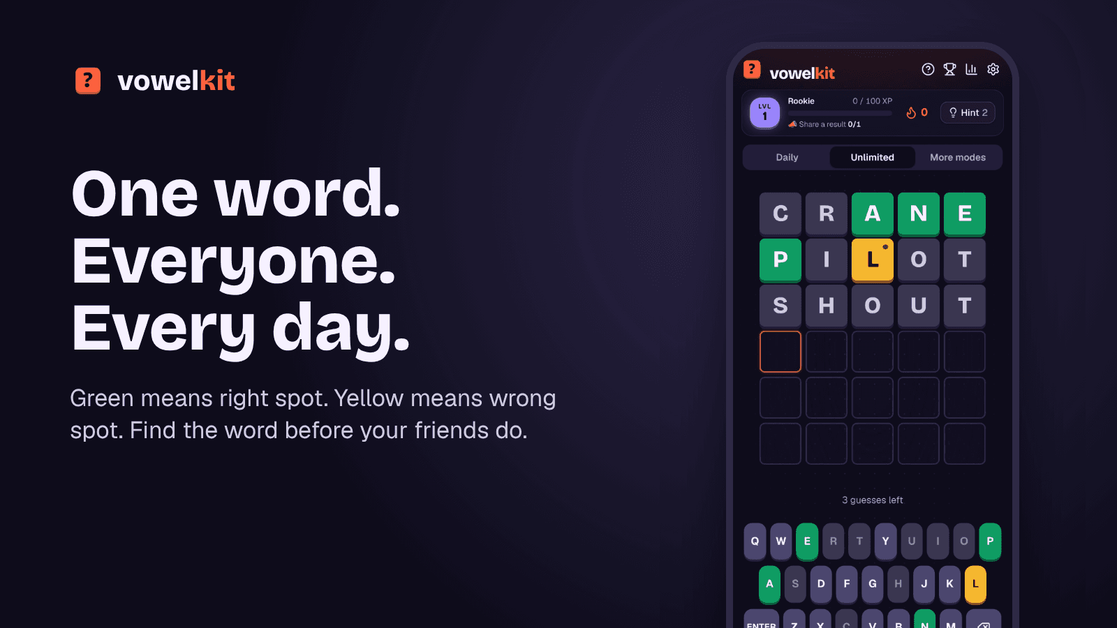 Vowelkit: Daily Word Guessing Game image 2