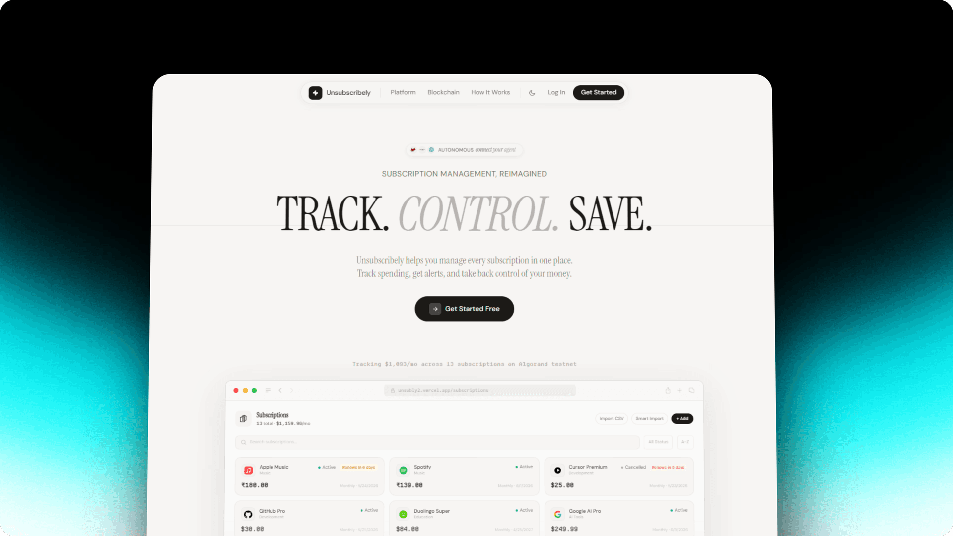 Unsubscribely | Track. Control. Save. image 2