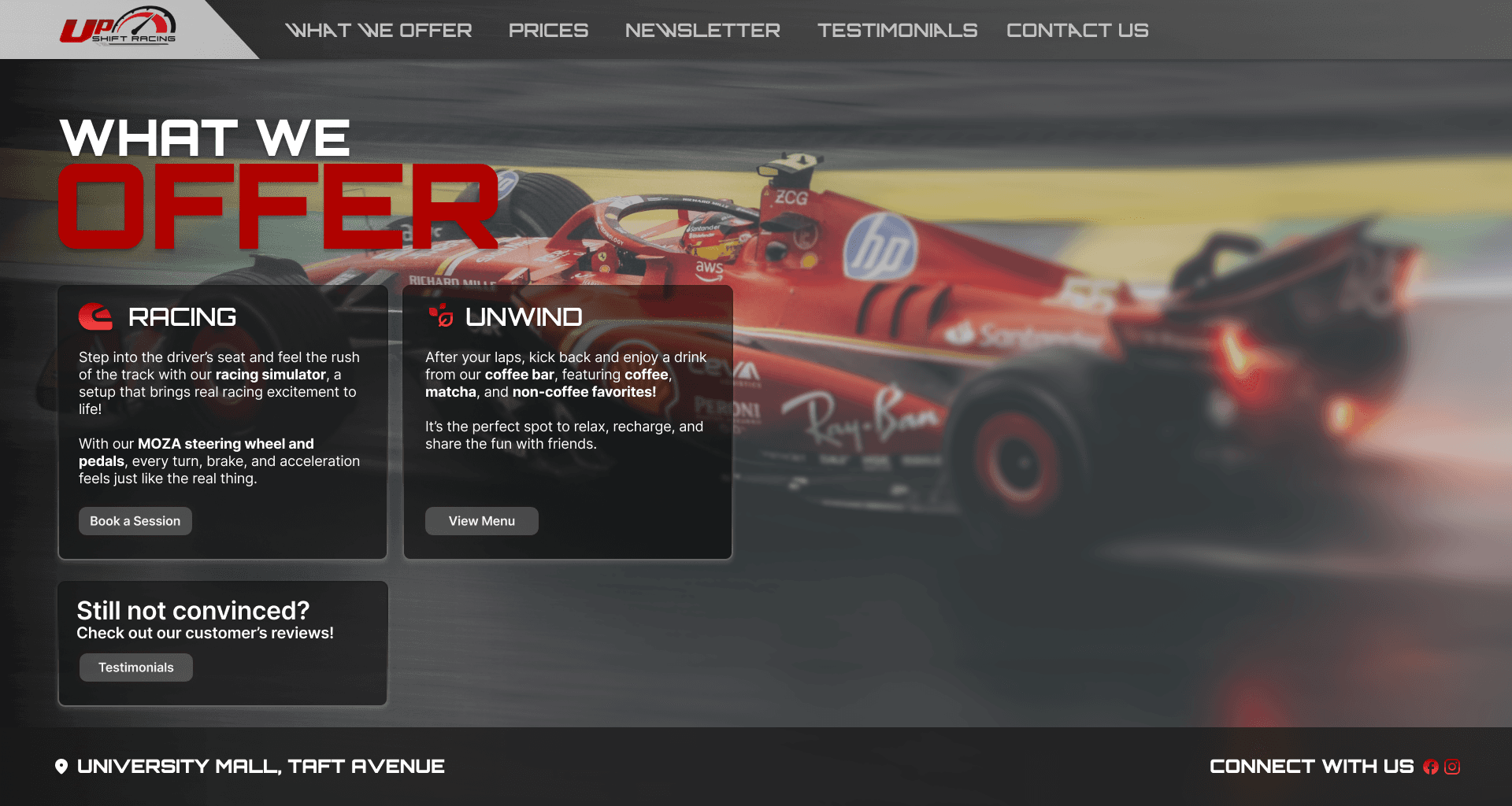 UpShift Racing Cafe Landing Page image 2