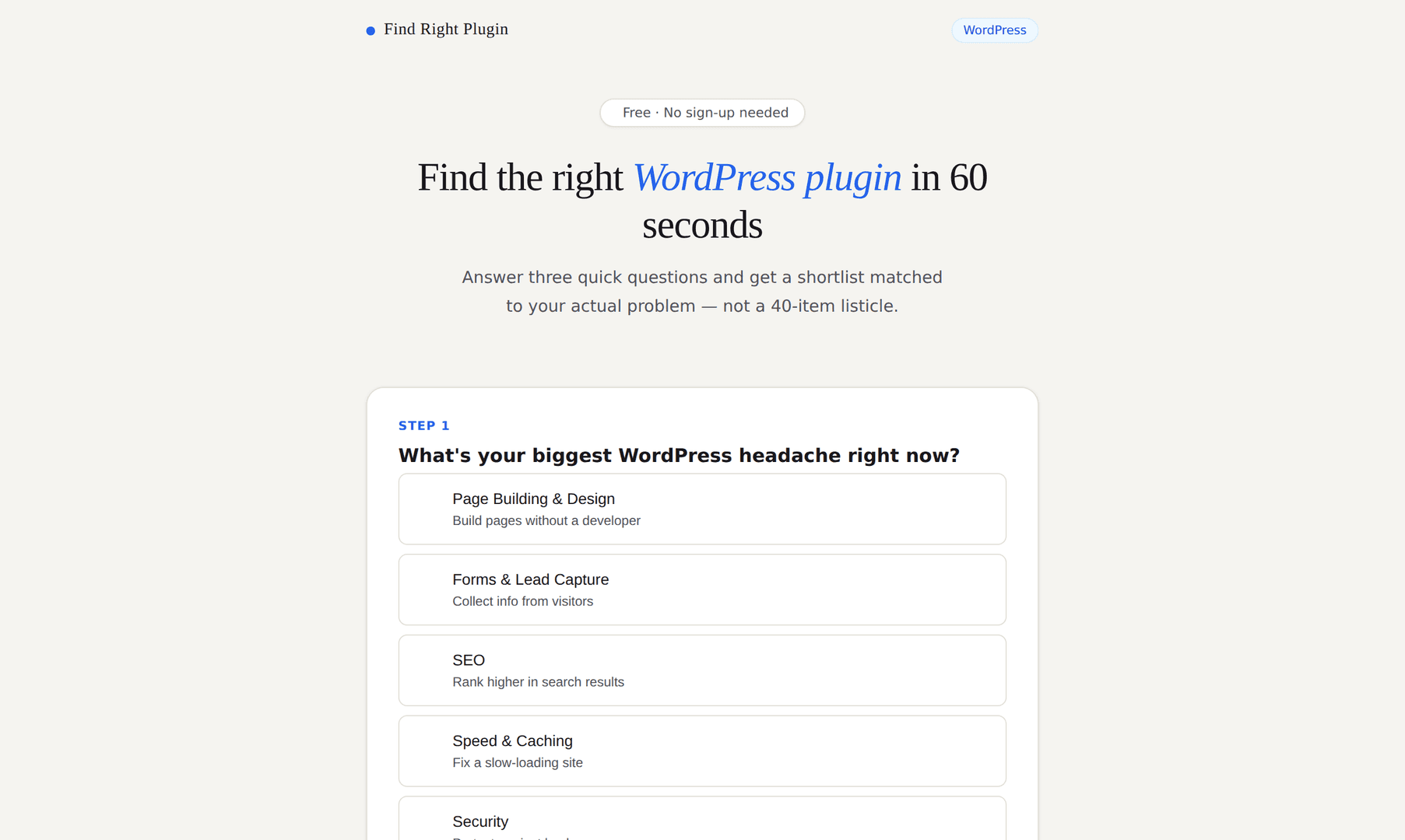 Find the Right Plugin image 1