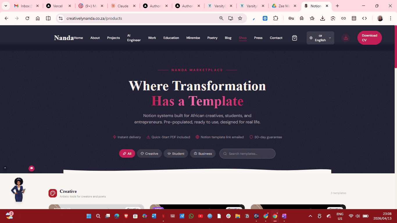 CreativelyNanda — Portfolio, AI Chatbot & Tem image 5