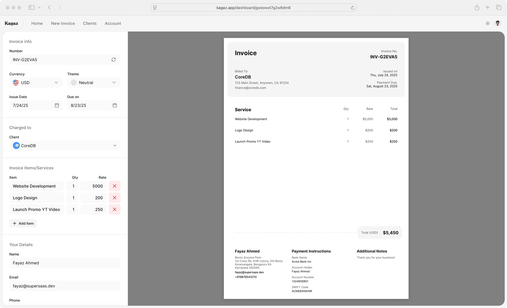 Kagaz - Invoice generator image 3