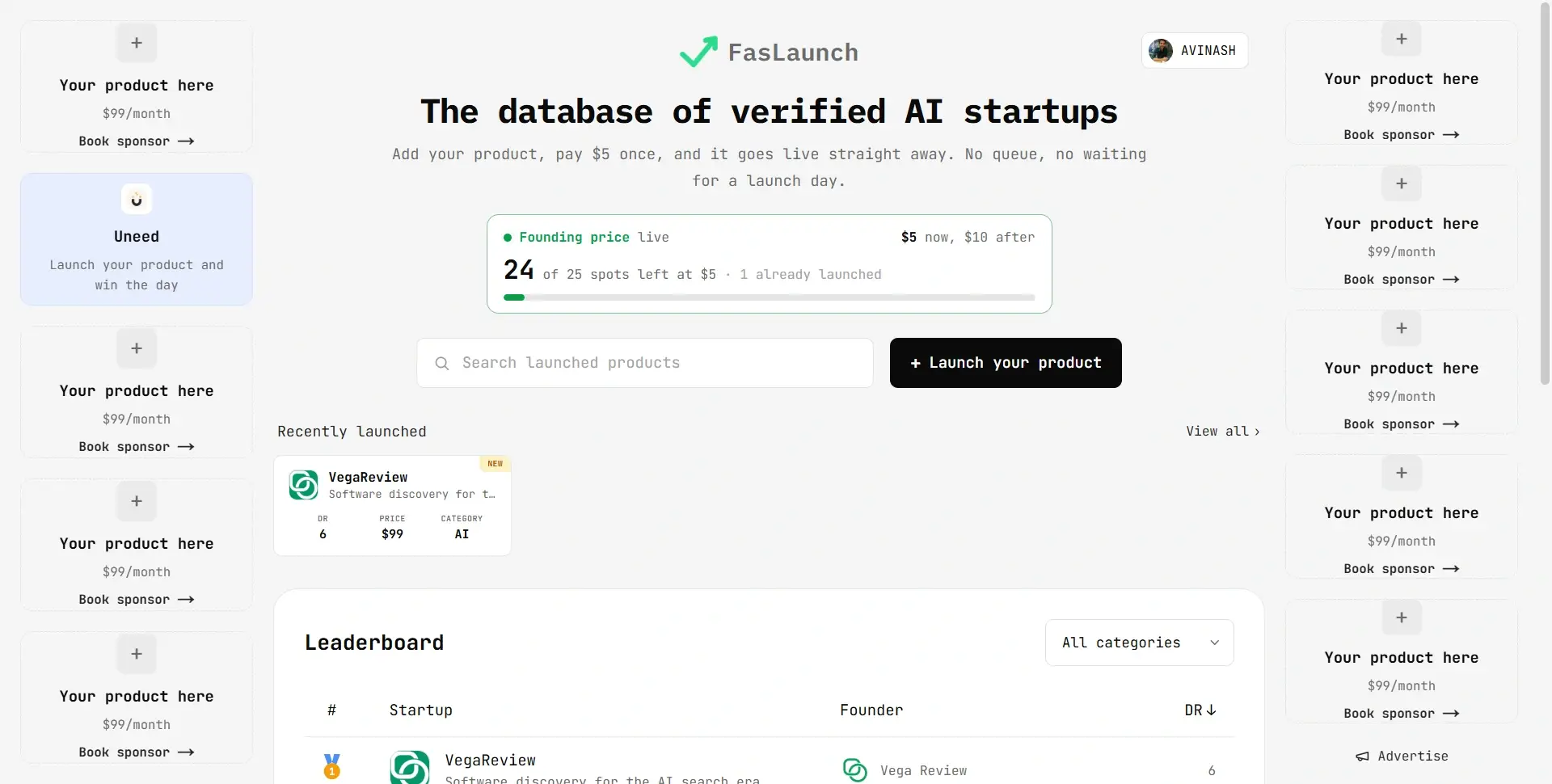 FasLaunch: database of verified AI startups image 1