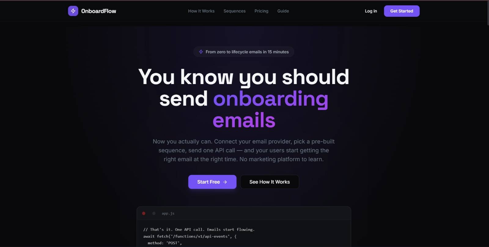 OnboardFlow — Lifecycle Emails for SaaS image 1