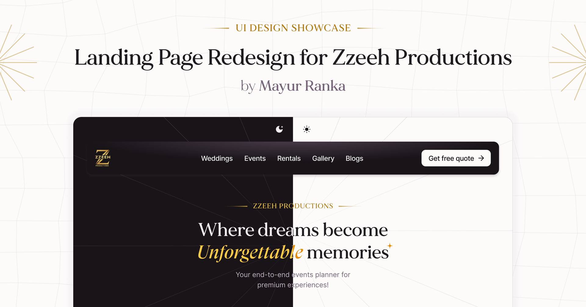 Landing Page Redesign for Zzeeh Productions