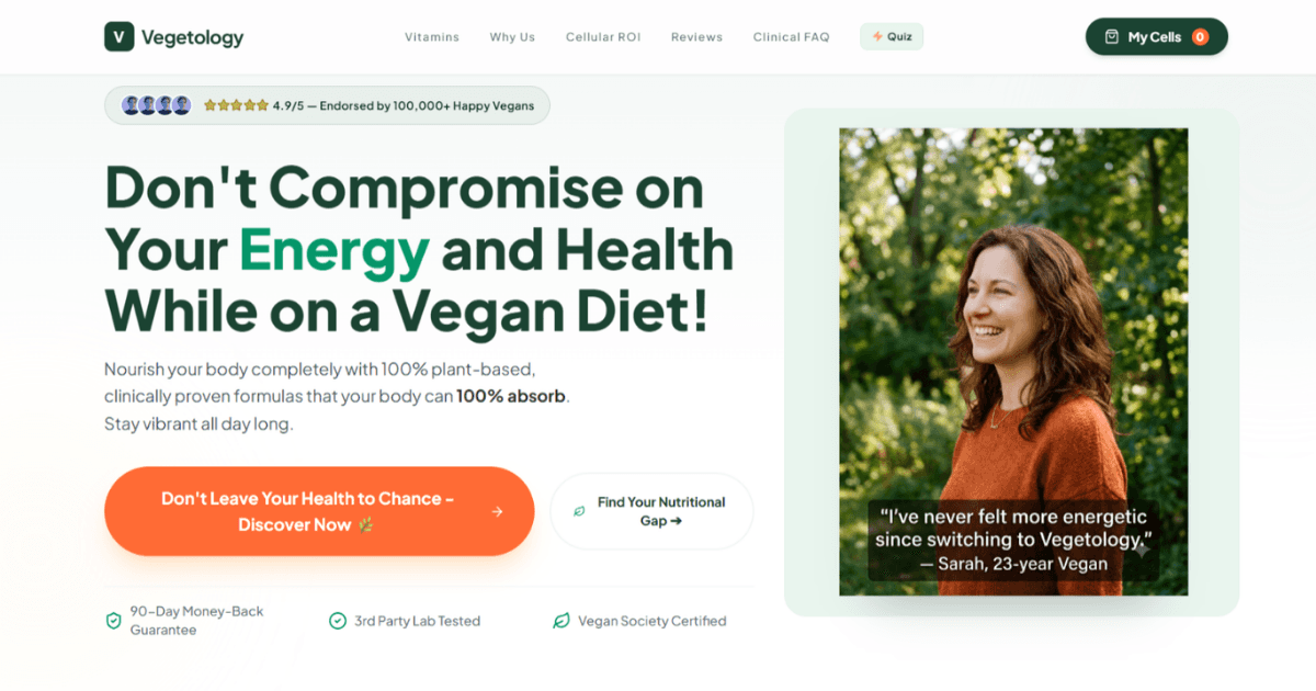 Vegetology - Neuromarketing CRO Redesign image 1