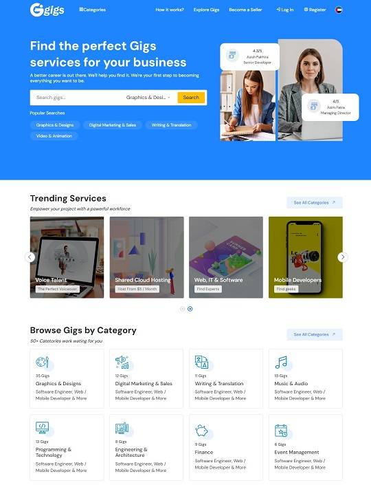 1Gigs - Fiverr clone script image 1