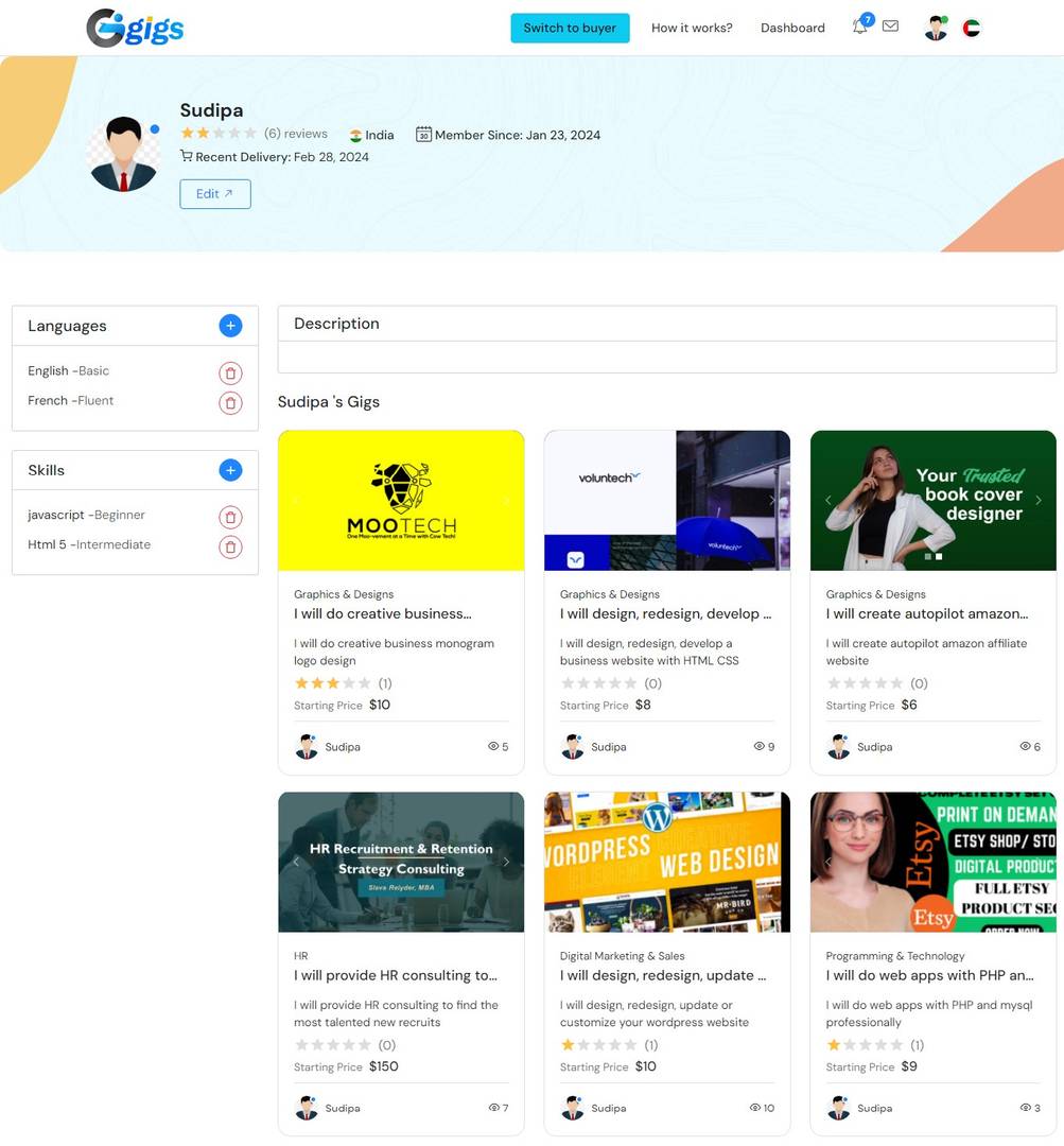 1Gigs - Fiverr clone script image 2