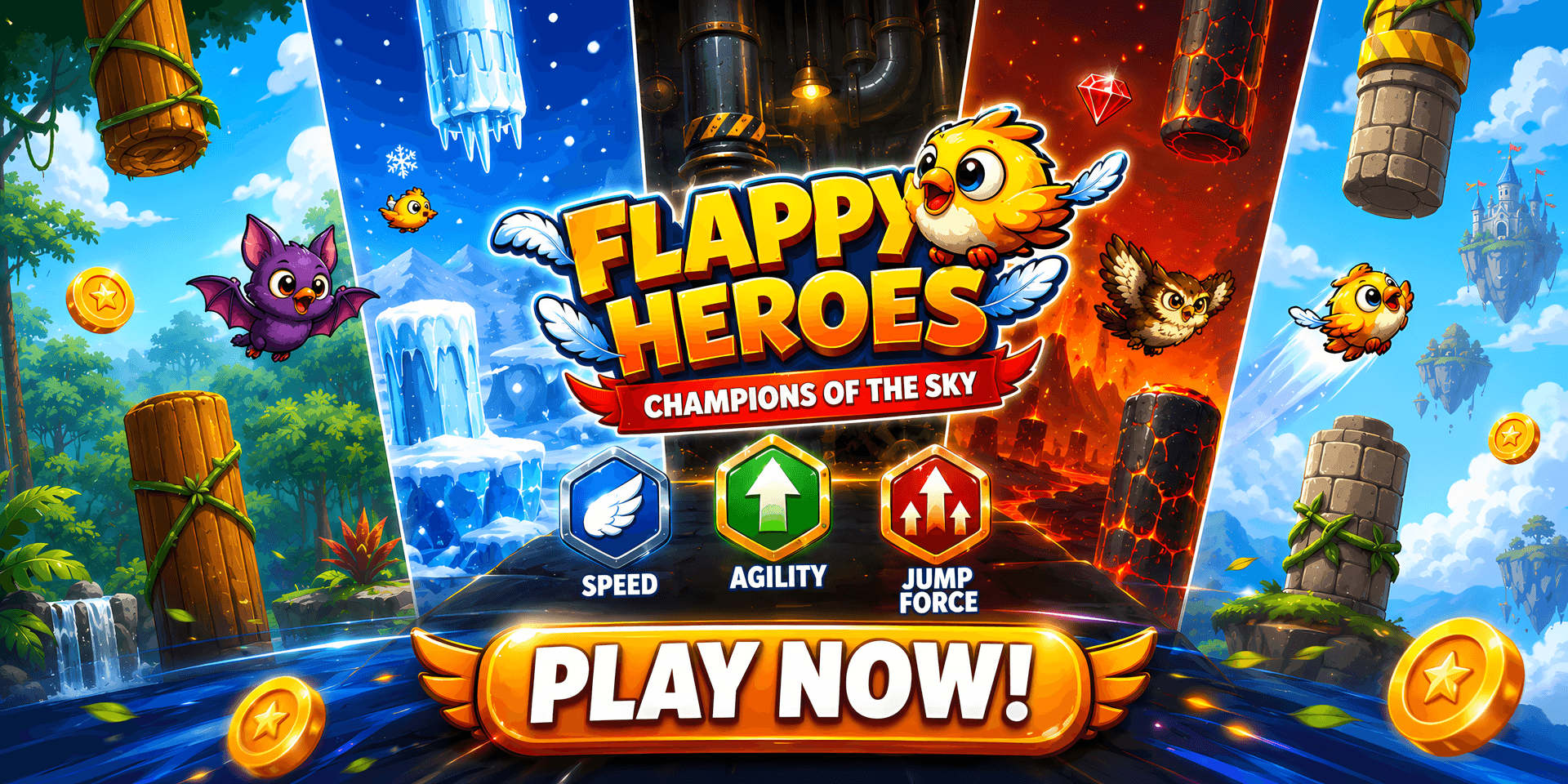 Flappy Heroes: Tap Flying Game image 1
