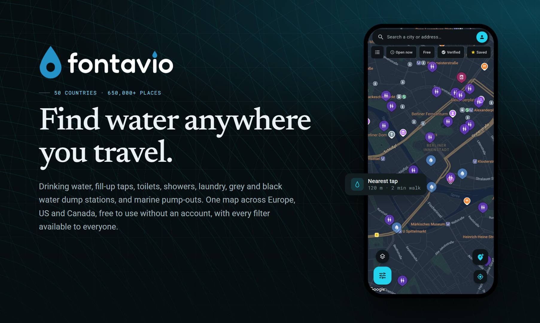 Fontavio: The free water map for travellers image 1