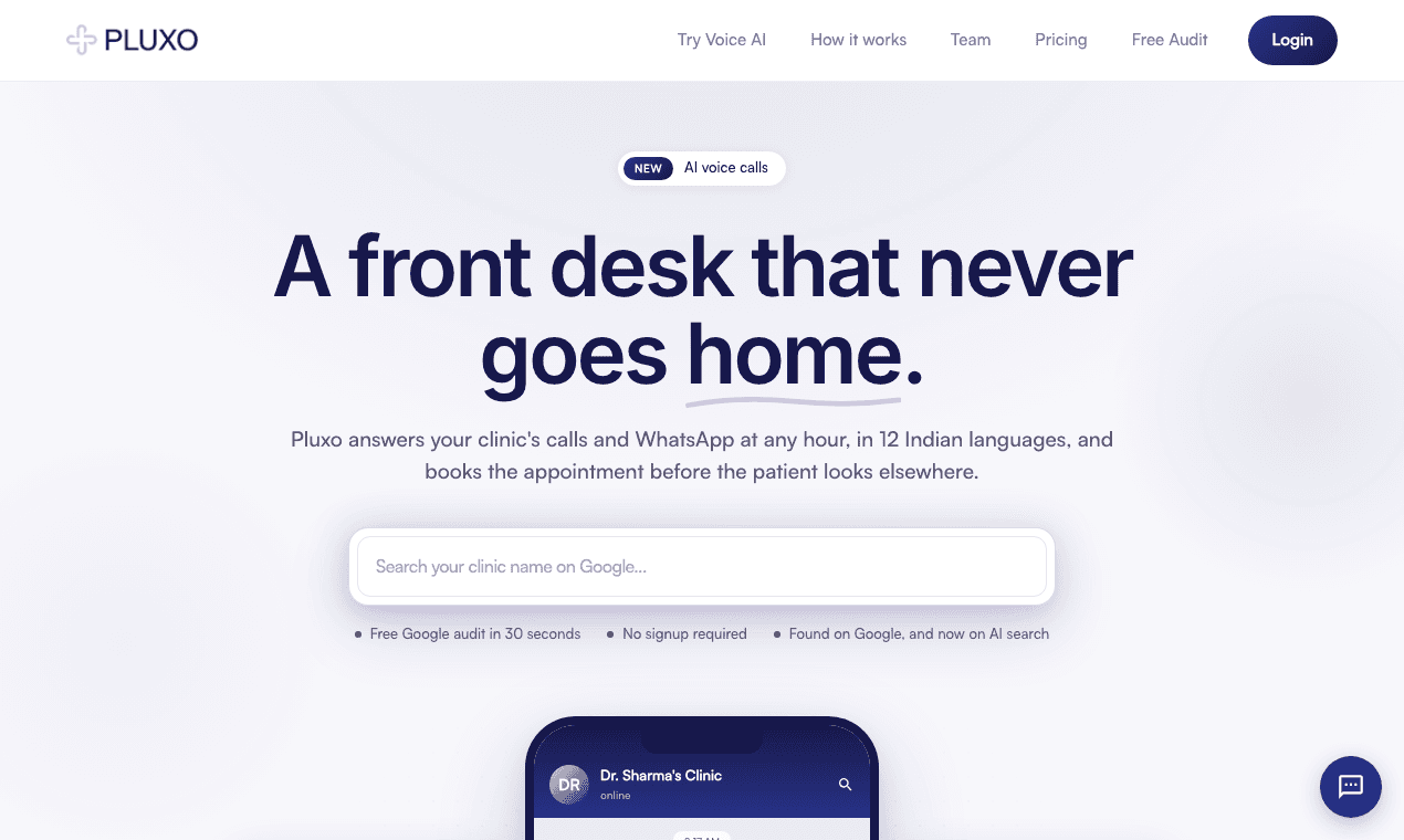 Pluxo | AI Front Desk for Clinics in India image 1