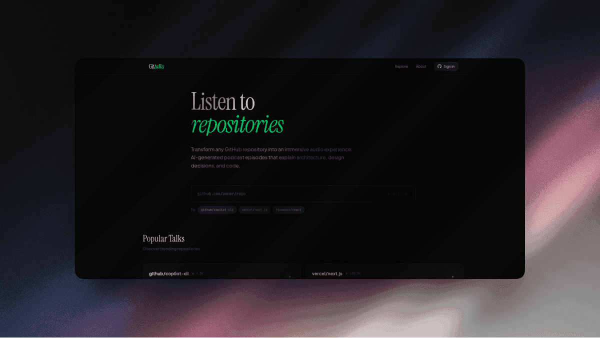 GitTalks - Convert Github repos into Podcasts image 1
