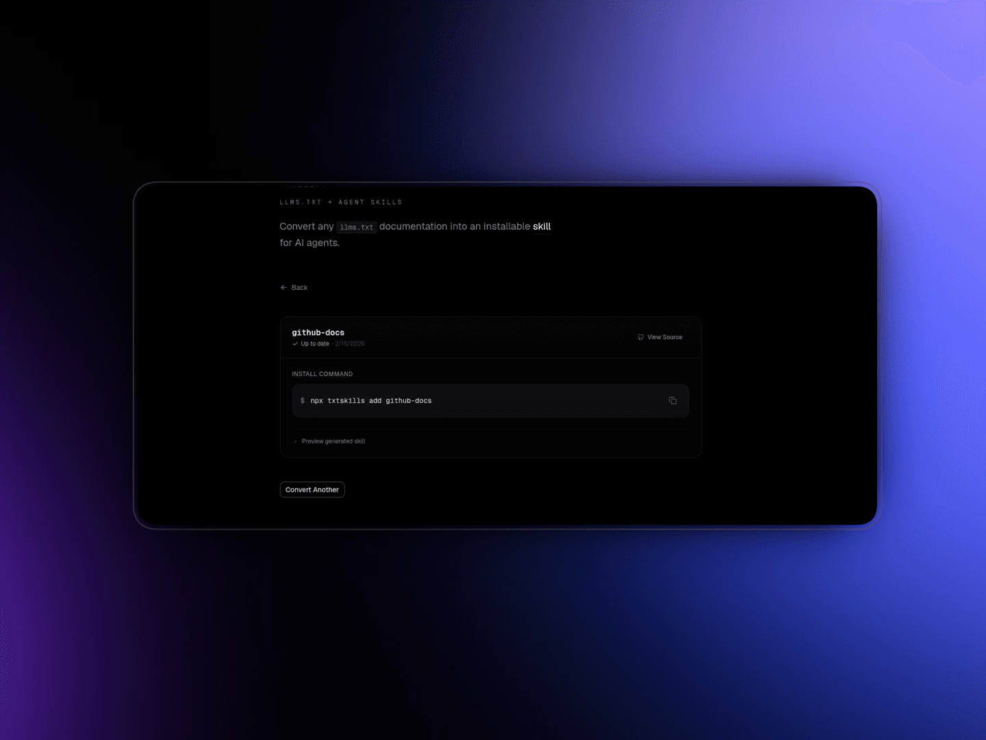 txtskills - Convert llms.txt to Agent Skills image 3