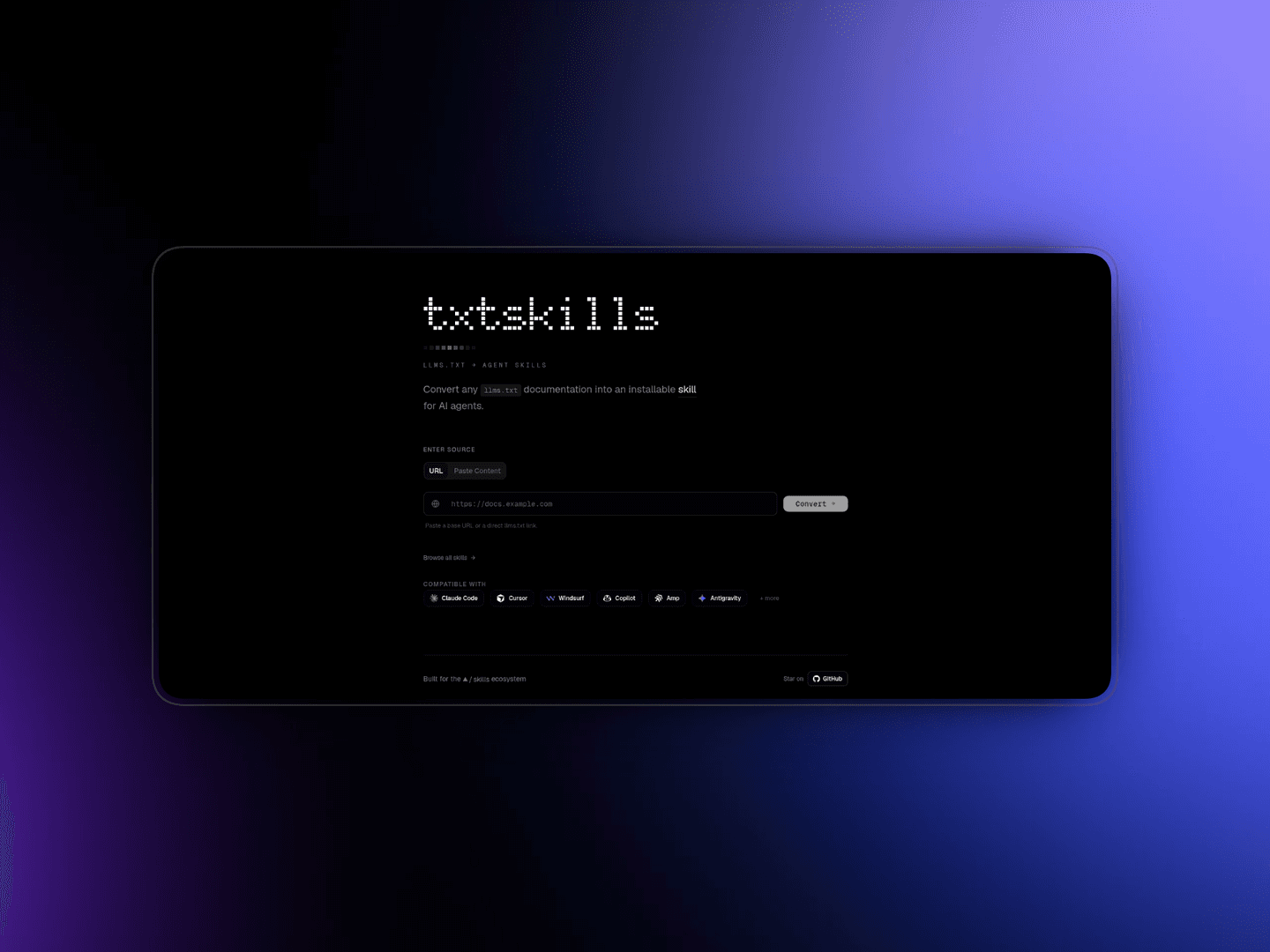 txtskills - Convert llms.txt to Agent Skills image 2
