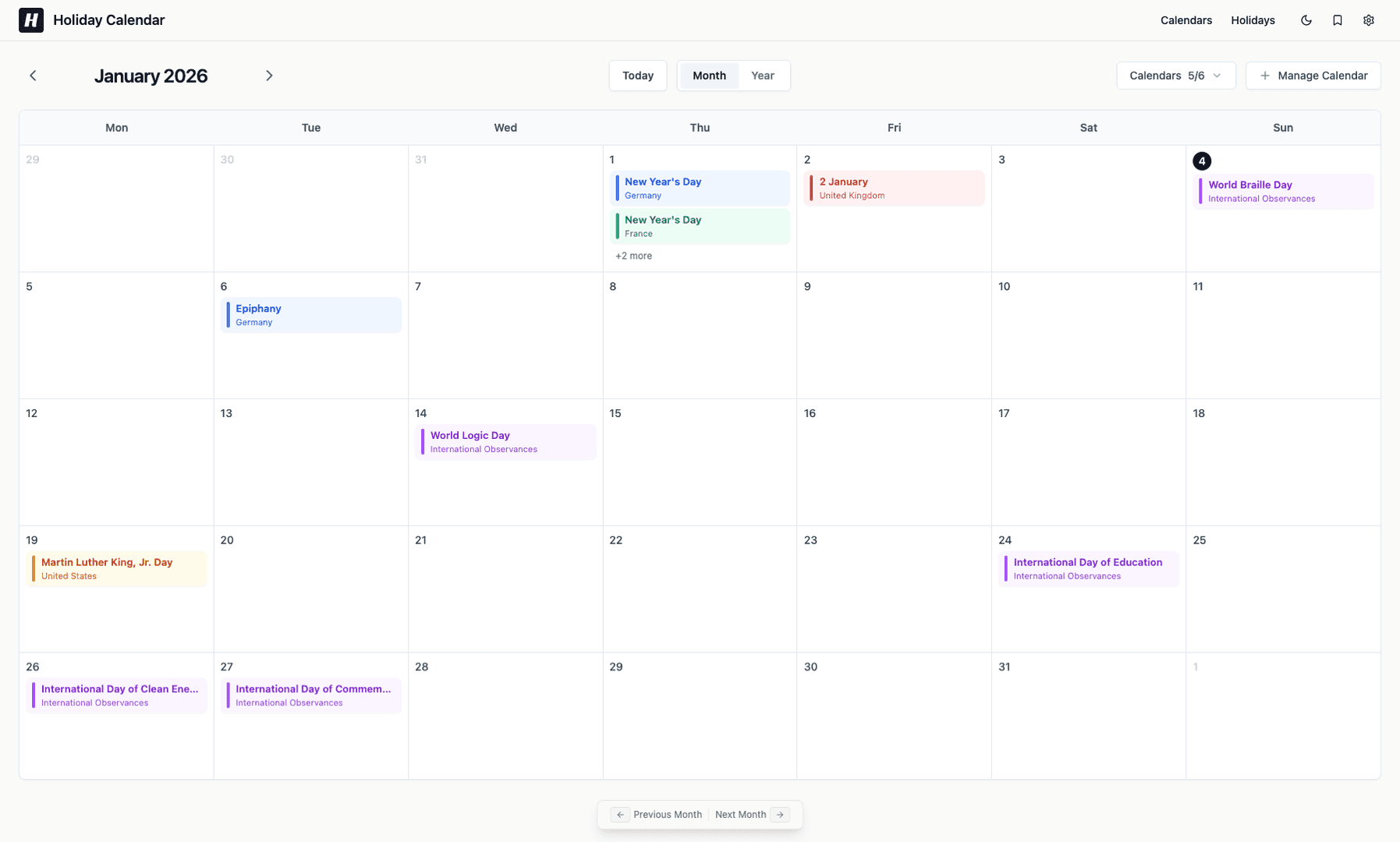 HolidayCalendar image 1