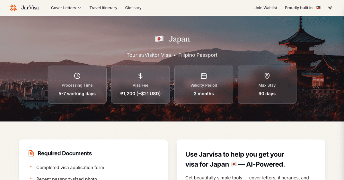 JarVisa – AI-powered Visa docs generator image 3